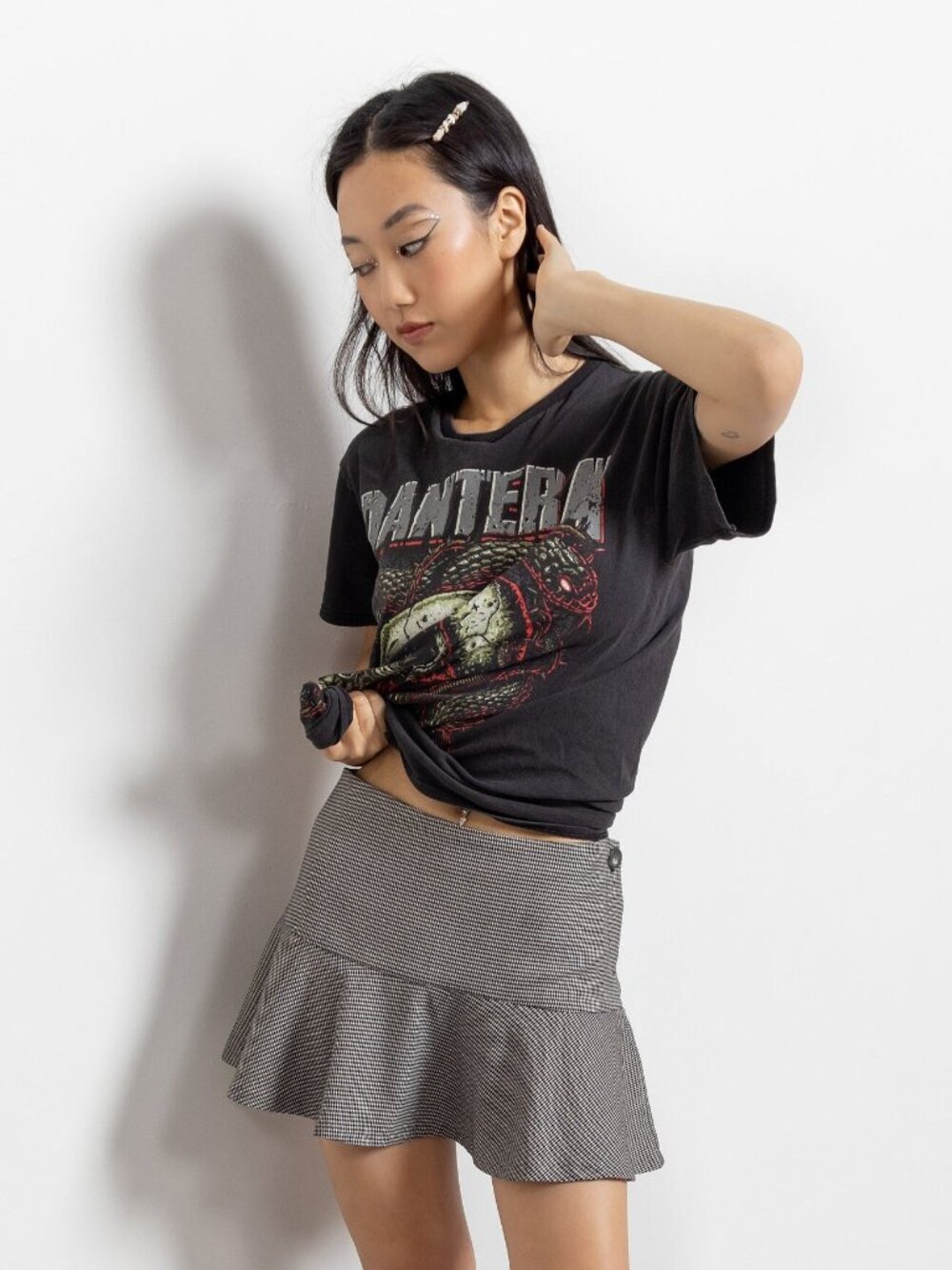 Y2K Checkered Mini Skirt, Ruffled Low Rise, Extra Small